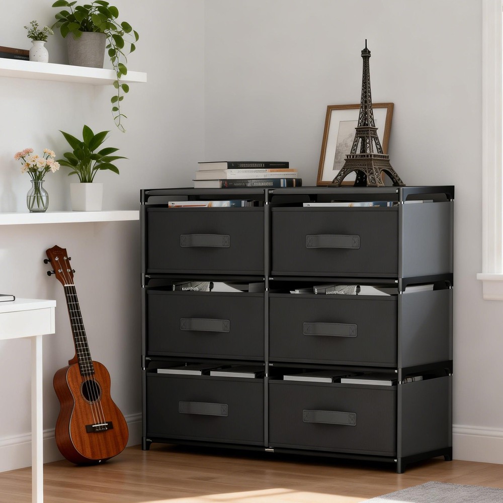 Non-Woven Fabric Multi-Functional Storage Cabinet, Double Row 6-Drawer