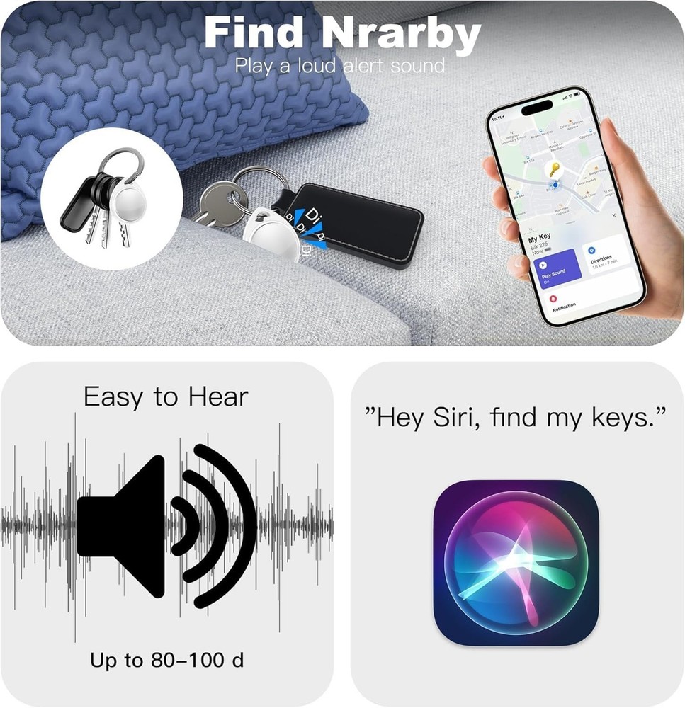 4 Pack Tracker Tags [Apple MFi Certified] Bluetooth Air Tracker Pair with App...