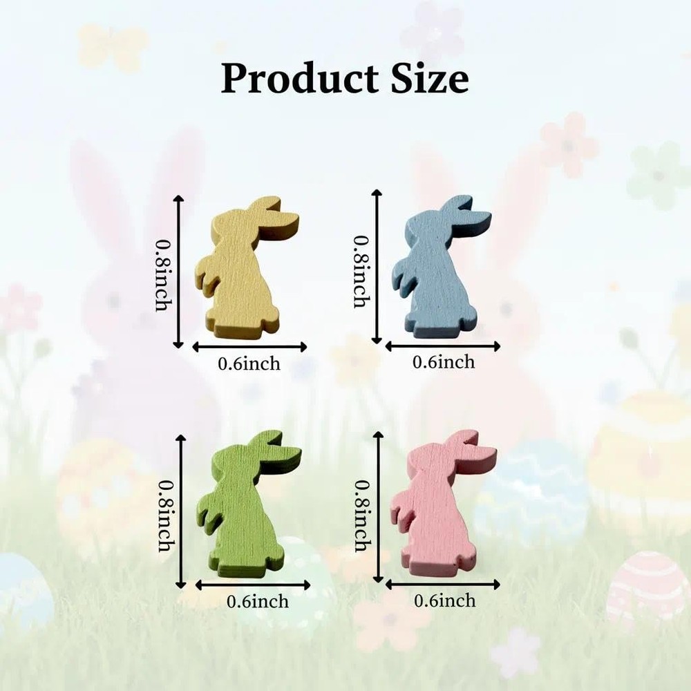 60 Pcs Mini Wooden Easter Bunny Flatbacks, Double-Sided Mini Easter Figurines...
