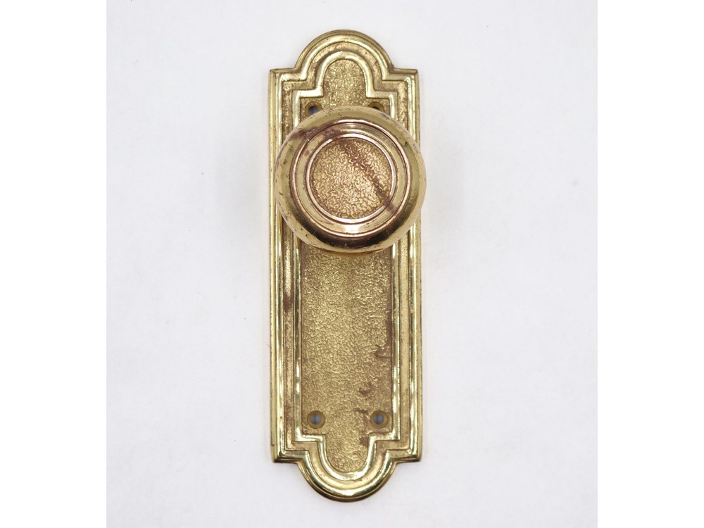 Art Deco Cast Brass Dummy Door Knob Set