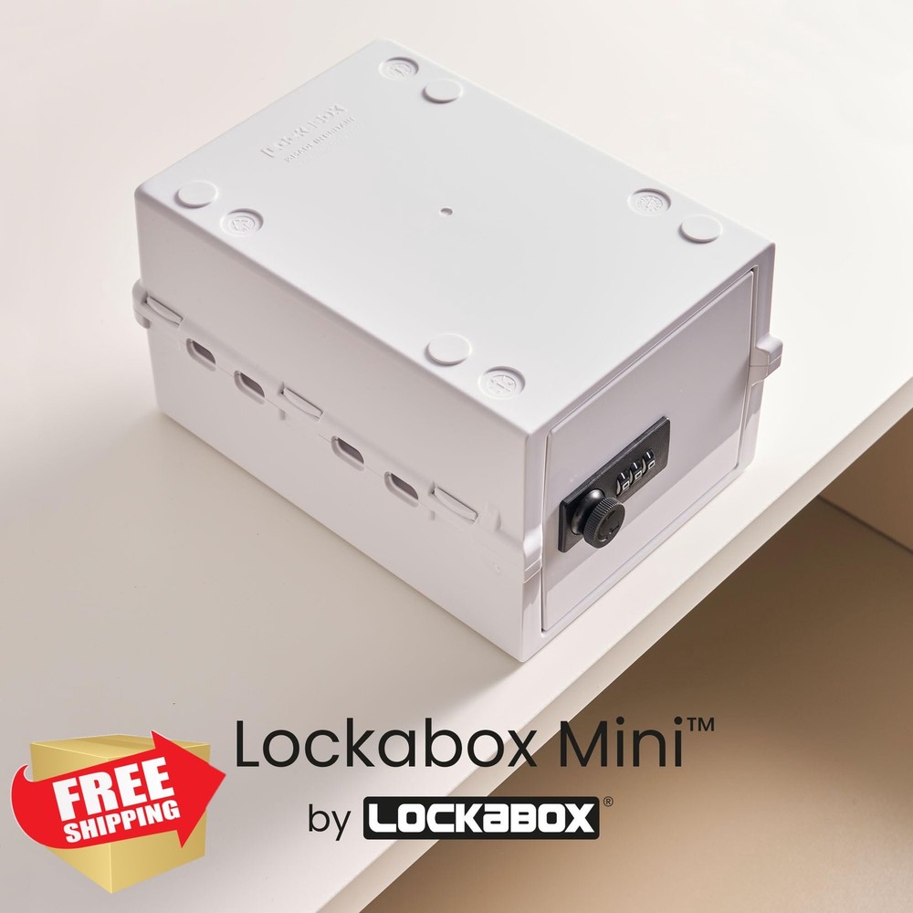 Lockabox Mini Combination Lock Box, Opal White, Small Item Storage