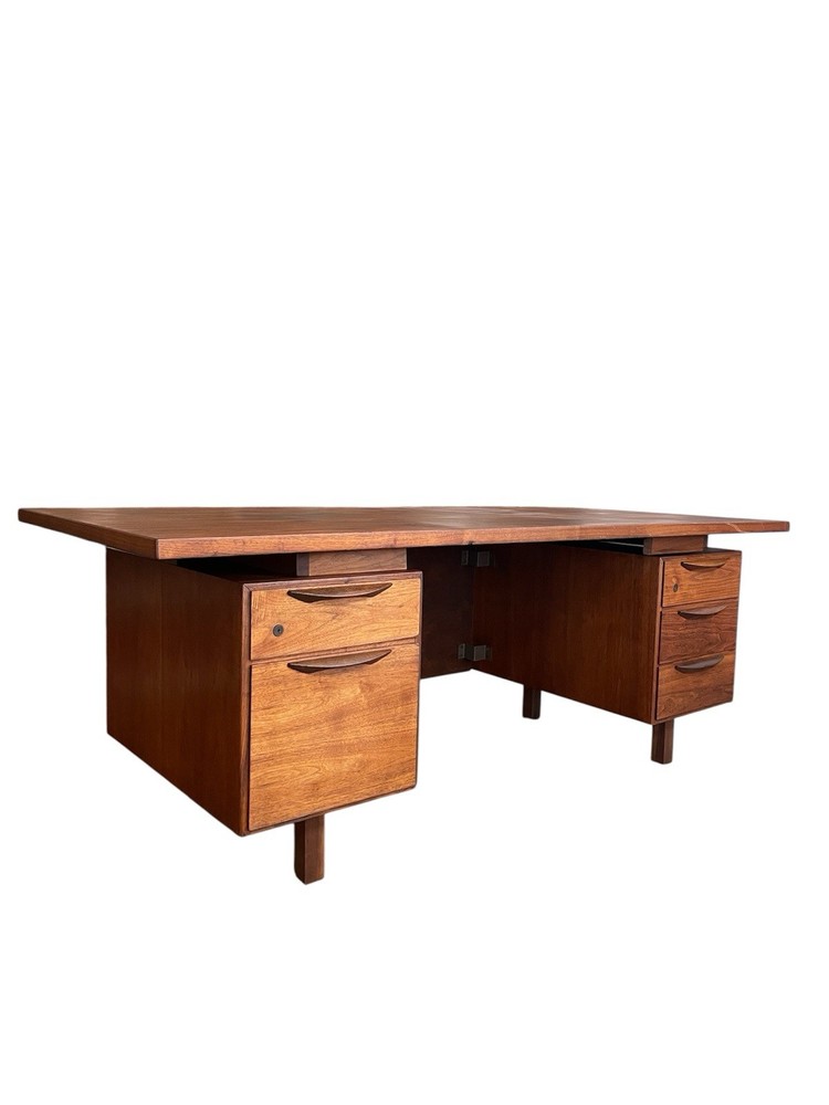 Jens Risom Mid Century Walnut Wood Executive Desk