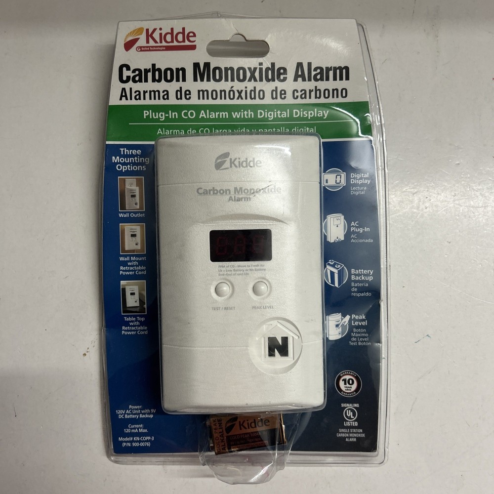 Kidde Carbon Monoxide Alarm | Digital Display Plug in Battery Backup