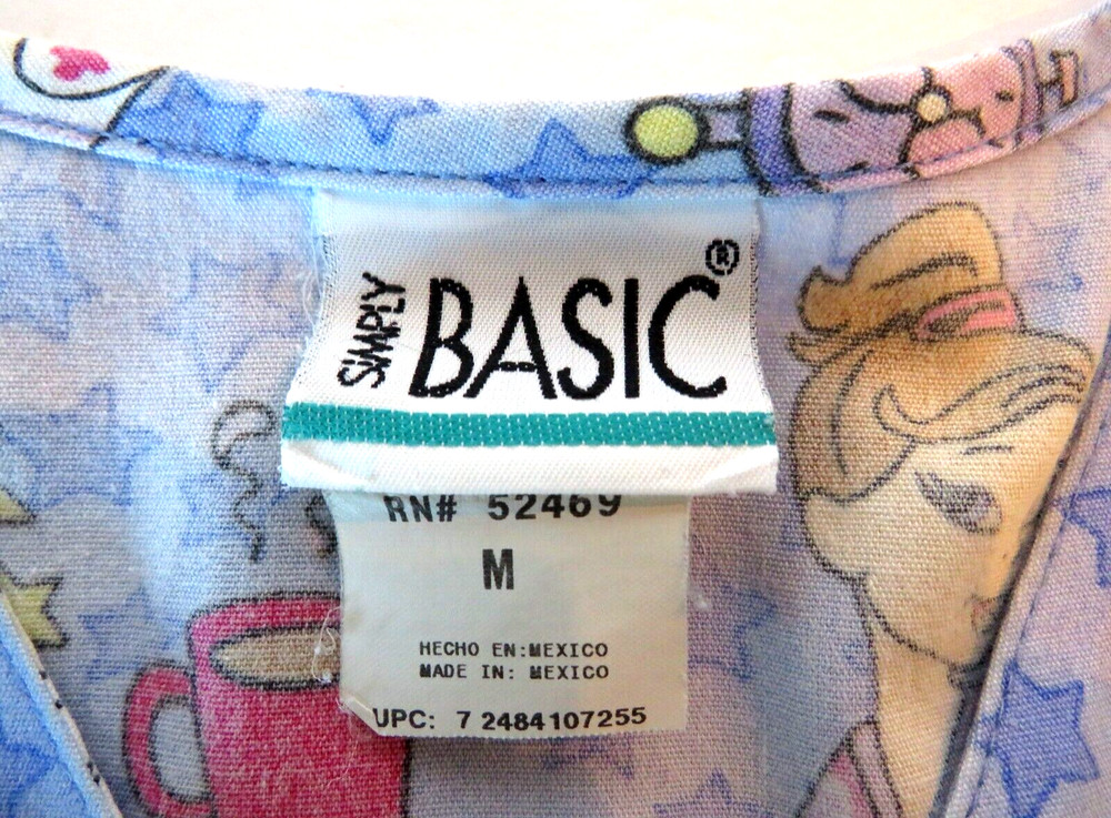 Medical Scrub Top Womens Simply Basic Size Medium S/S Snap Front Night Shift