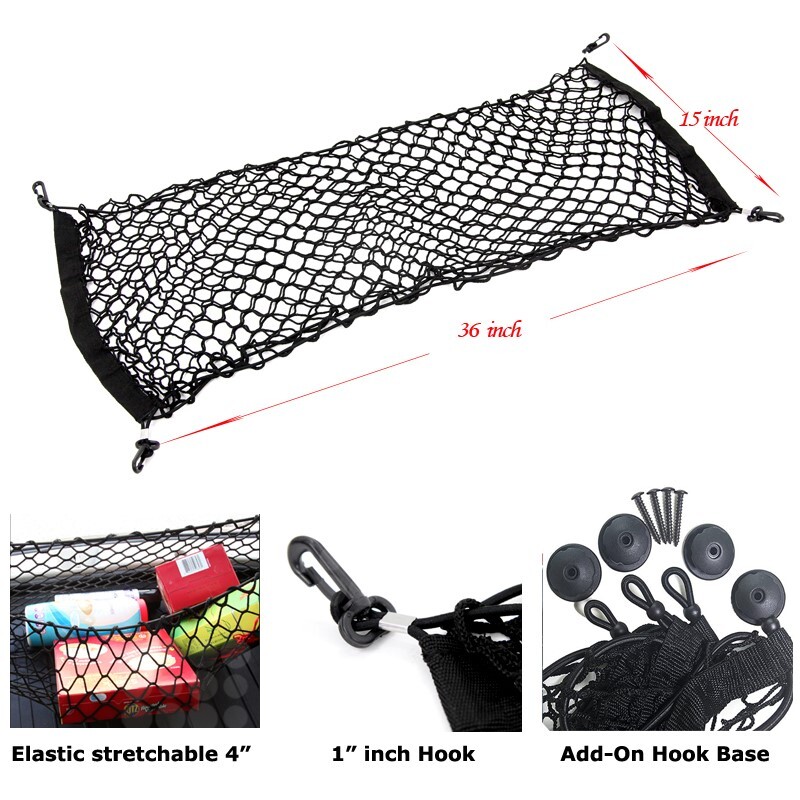 Fit Oldsmobile Rear Trunk Envelope Cargo Net Elastic Mesh Storage with Mount Kit