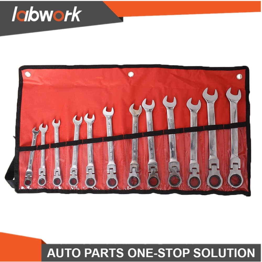 Labwork 12Pcs Reversible Ratchet Wrench Ratcheting Socket Spanner Nut Tools