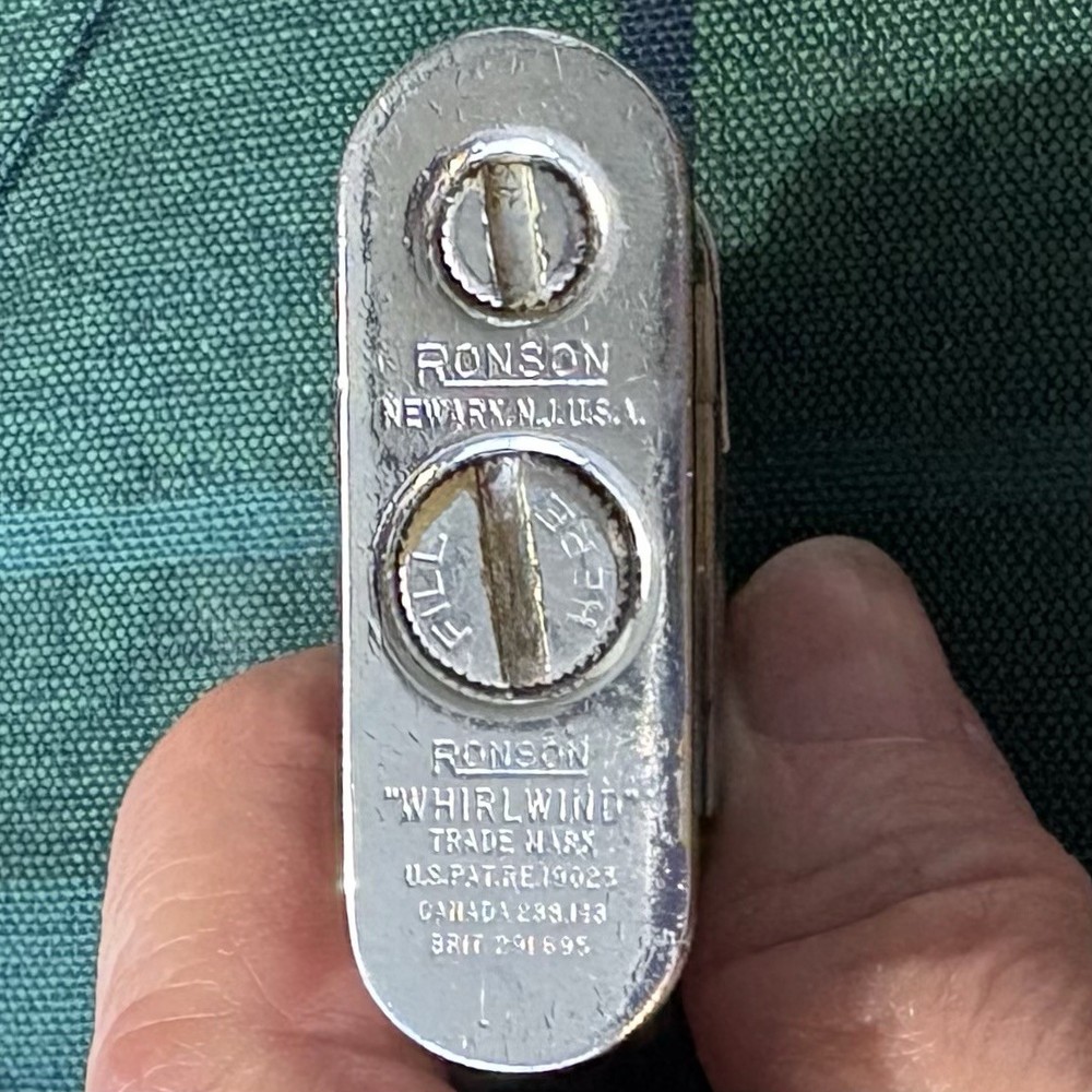 Ronson Whirlwind Lighter Tortoise Monogram Case Brush Original Box Manual