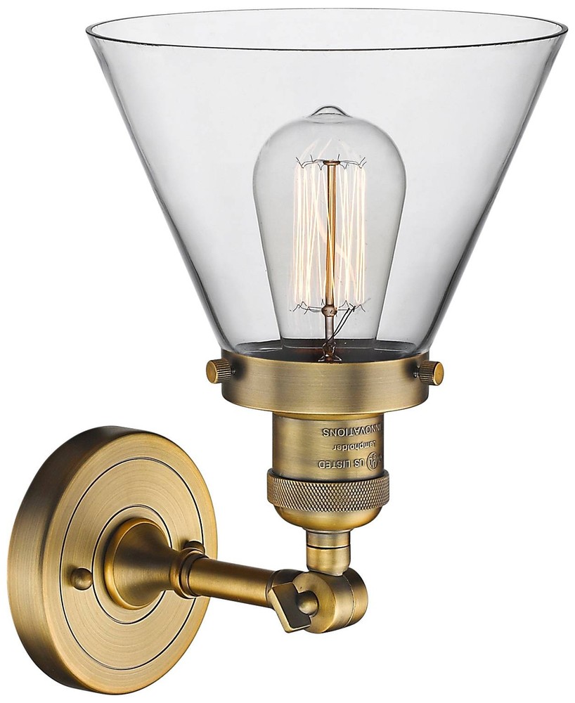 Large Cone 10" High Brushed Brass Adjustable Wall Sconce
