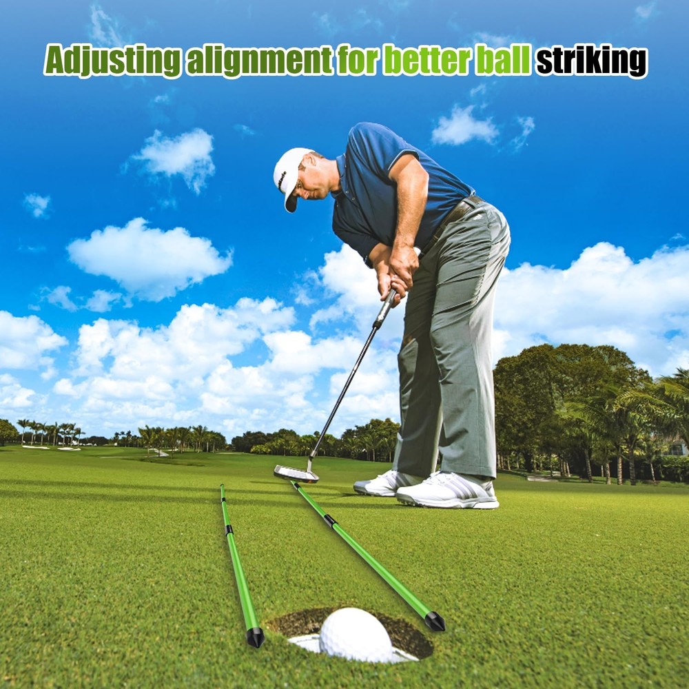 Golf Alignment Sticks 2-Pack 48" Collapsible Practice Rods with Clear Case