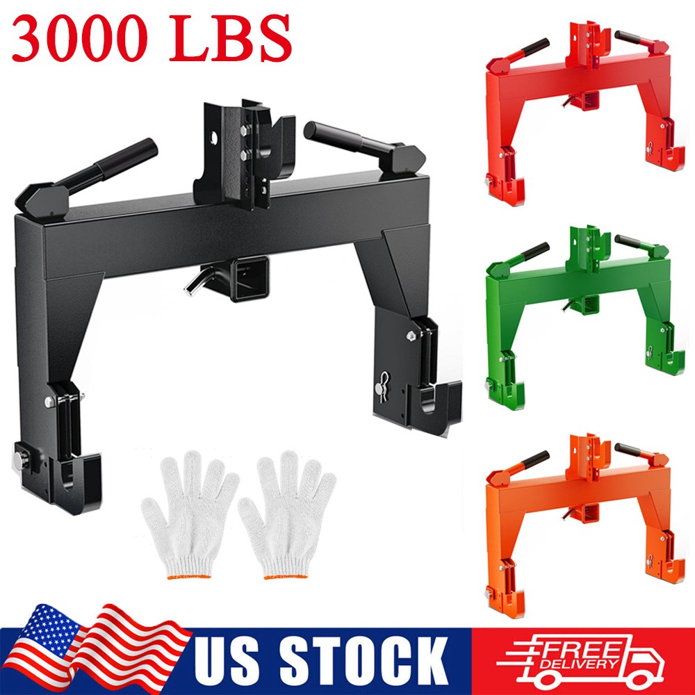 3 Point Quick Hitch Adapter Attach 2" Receiver for Category 1 & 2 Tractor 3000lb