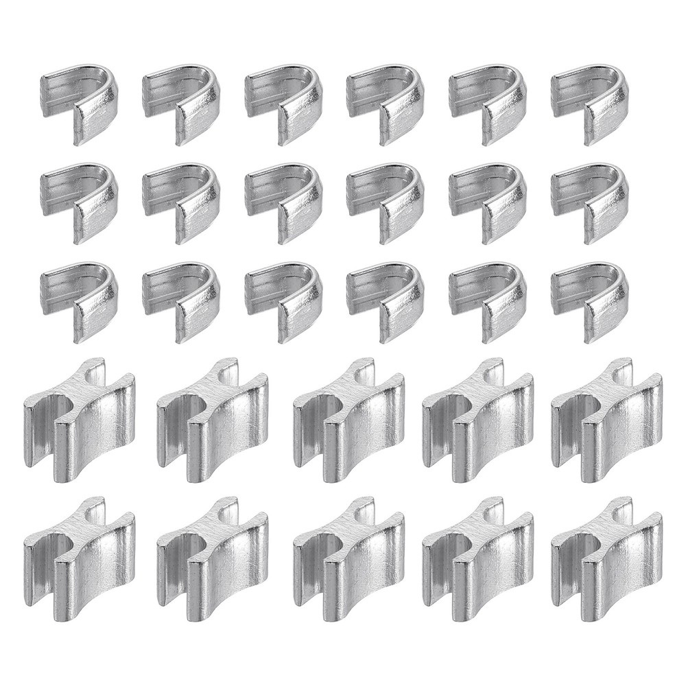 10Set Zipper Slider Retainer, Top Stoppers & Bottom Stops, Silver Tone