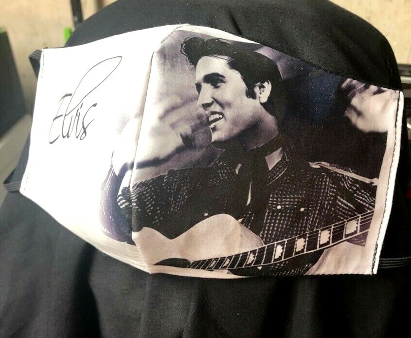***ELVIS- blk n wht***  REVERSIBLE Cotton Face mask (handmade)