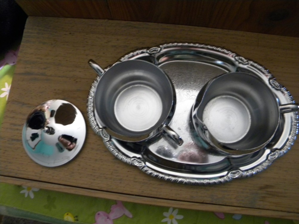 Silver Creamer and Sugar Tray Service Tray