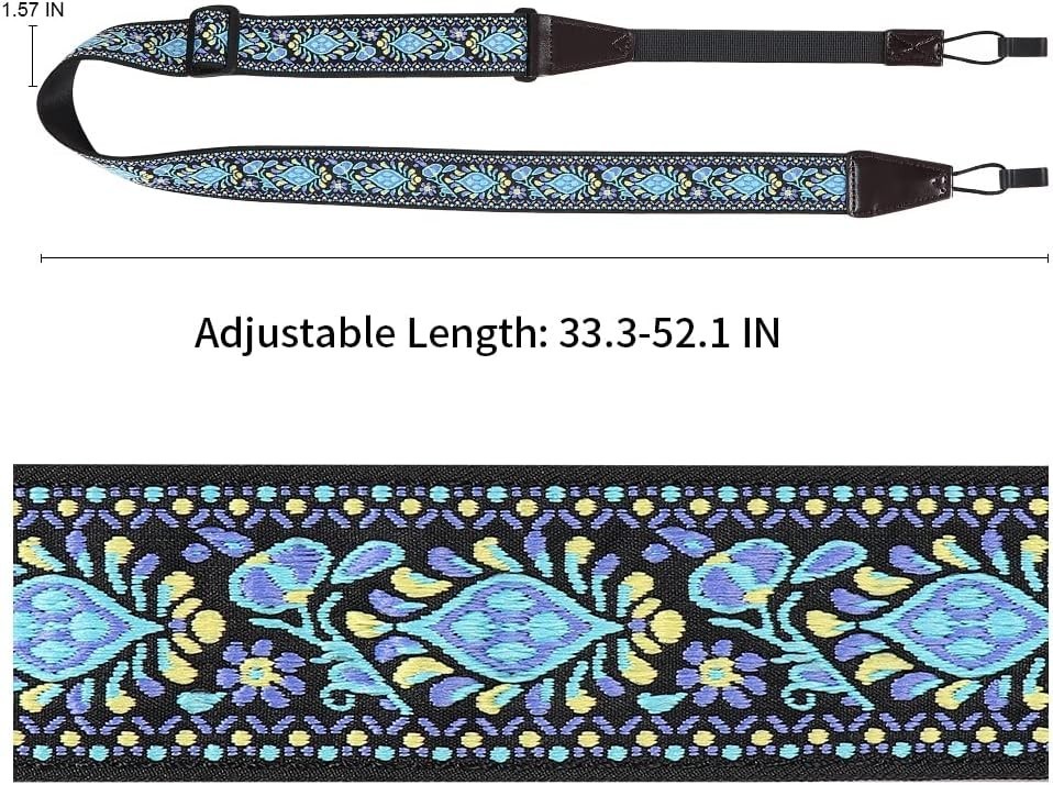 Comfortable Jacquard Ukulele Strap - Adjustable Size & Elegant Floral Pattern