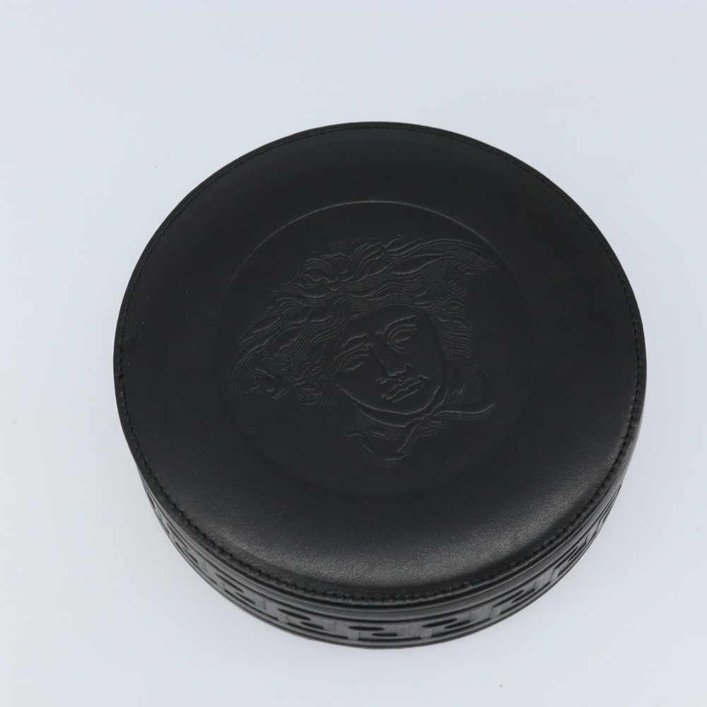 Gianni Versace Accessory Case Leather Black Auth BA11560A