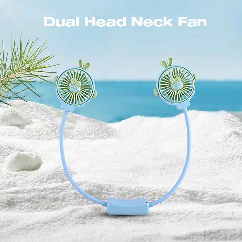 USB & Solar - Powered Visor Fan Hat Blue