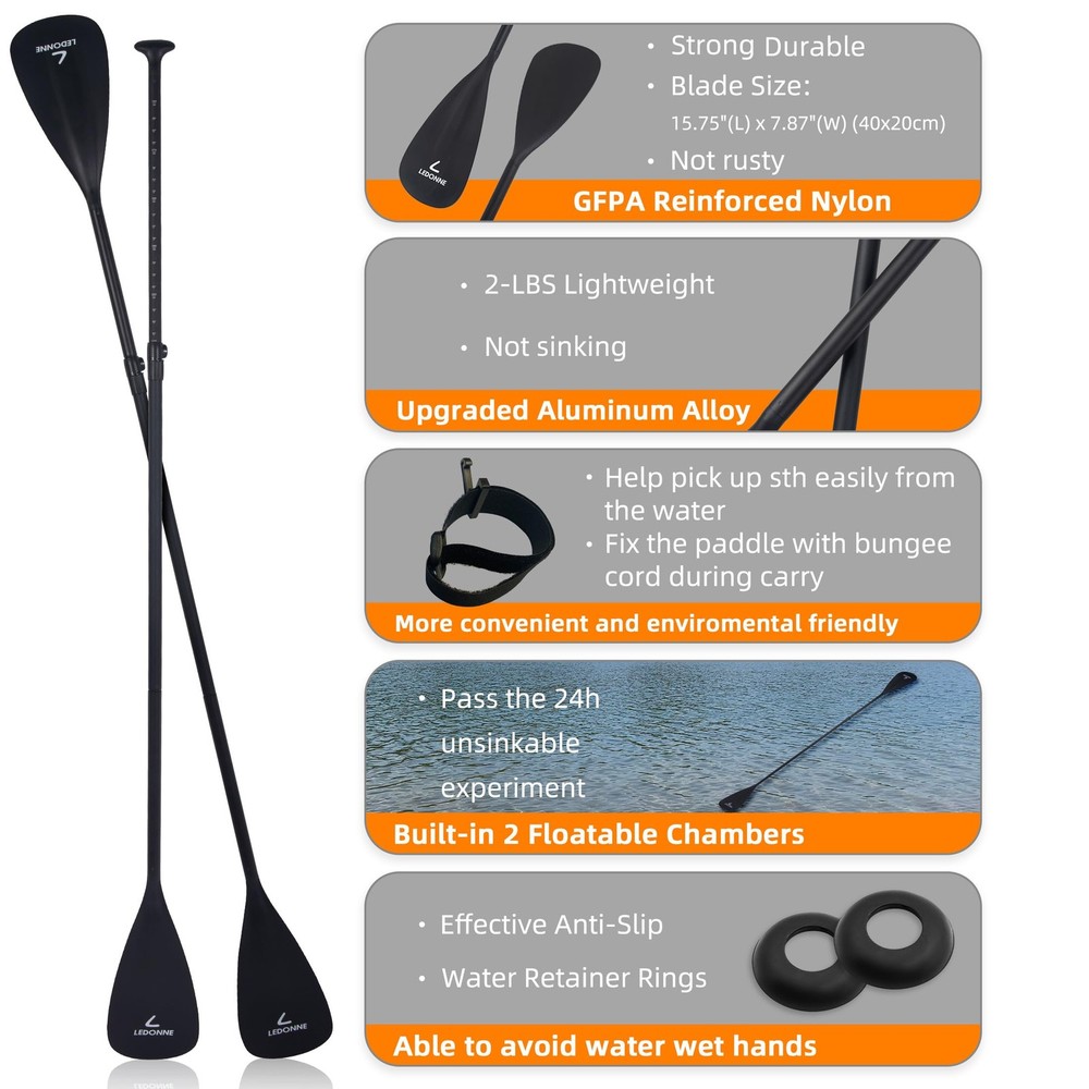 Adjustable 4-Piece SUP Paddle Floating Lightweight Portable Kayak Oar