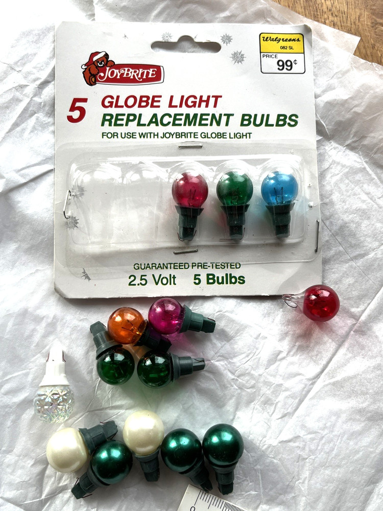 Vintage Christmas Joy Brite Globe Miniature Bulb Assembles 13 +1 Tested