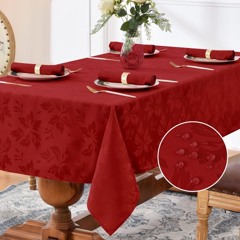 Jacquard Rectangle Tablecloth Waterproof Damask Floral Decorative Table Cloths