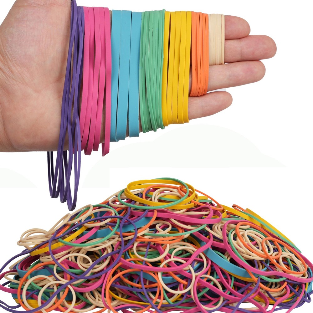 Foshine Rubber Bands Assorted Size Multicolor 0.5lb Elastic