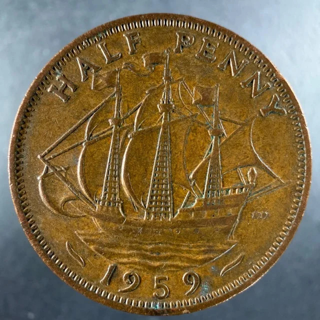 1959 Great Britain Half Penny Choice Example Elizabeth II Bronze