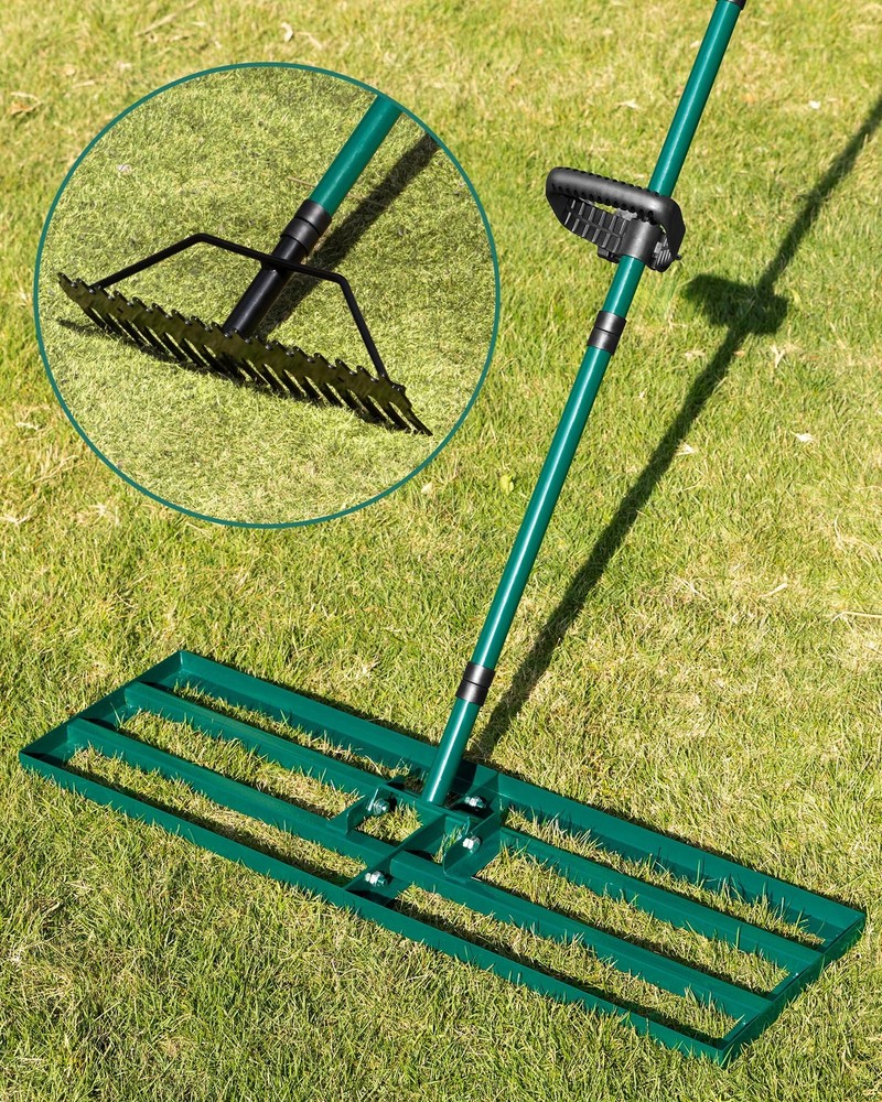 Lawn Leveling Rake 33x10'', Yard Leveling Rake with 78'' Back-Saving Adjustab...