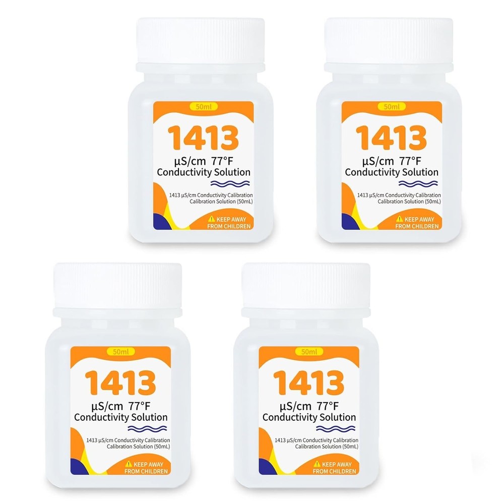 Precision EC Calibration Solution 4-Pack - 50mL Ideal for Hydroponics