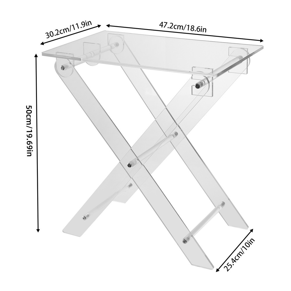 Foldable Acrylic Computer Table X-shaped Clear Computer Rack Stand Coffee Table