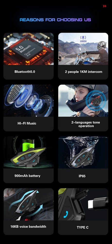 Hysnox Motorcycle Helmet Bluetooth Headset Shark-02