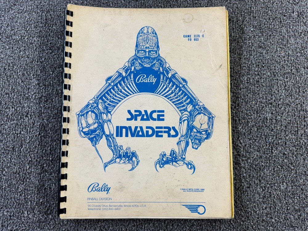 Bally Space Invaders Pinball Manual Schematics ORIGINAL