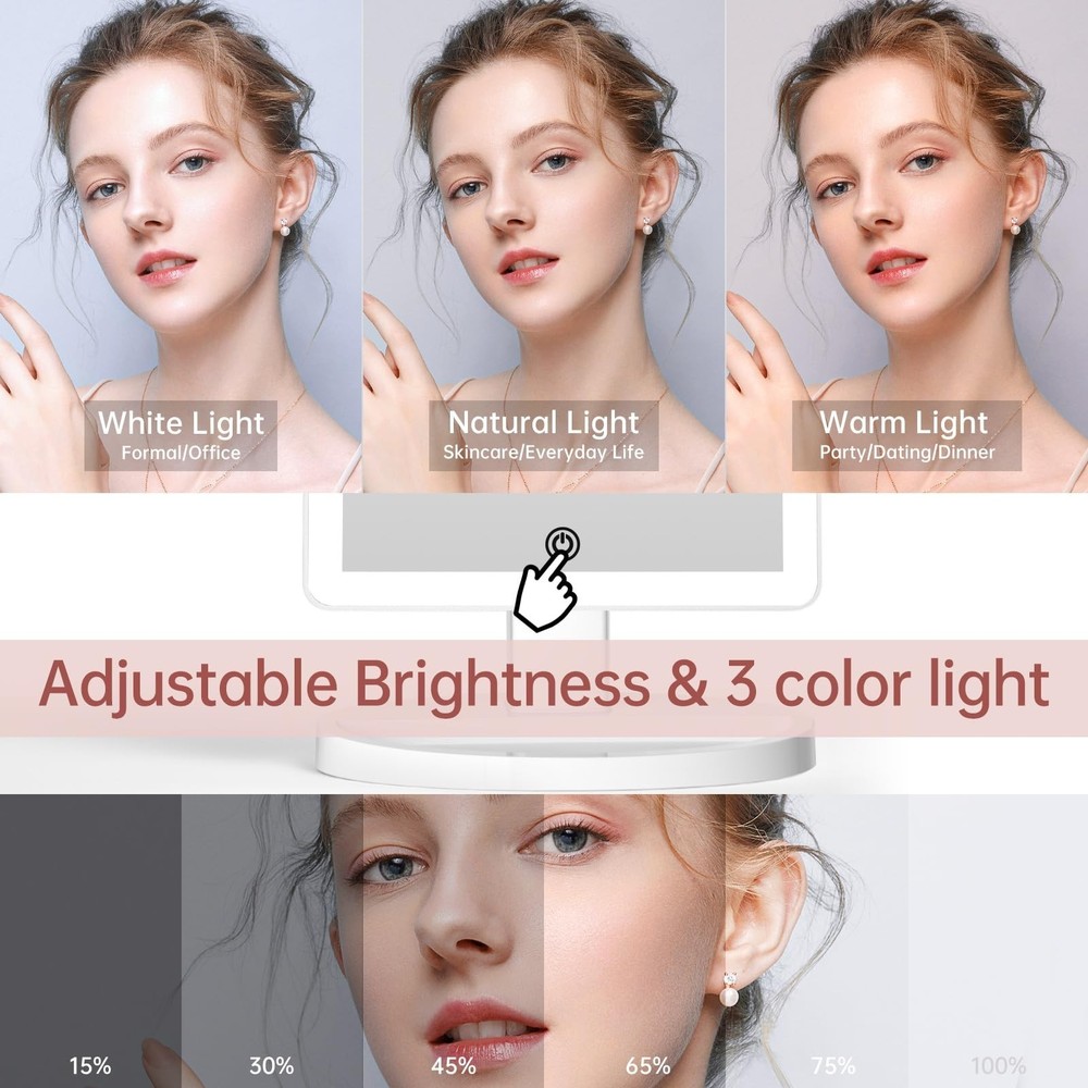 Funtouch Large Lighted Vanity Makeup Mirror with 88 LED, 360 Rotation Touch S...