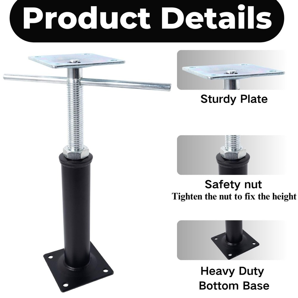 2 Pack Adjustable Jack Post Set, Metal Floor Support, 11-14.5 Inch Height Ran...