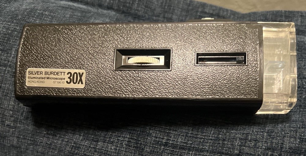 SILVER BURDETT Illuminated 30X Pocket Microscope with Case