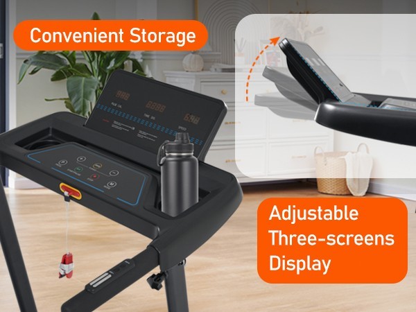 Foldable Treadmill 8% Incline 3.0HP 10MPH Type C & USB Charge Bluetooth Speaker