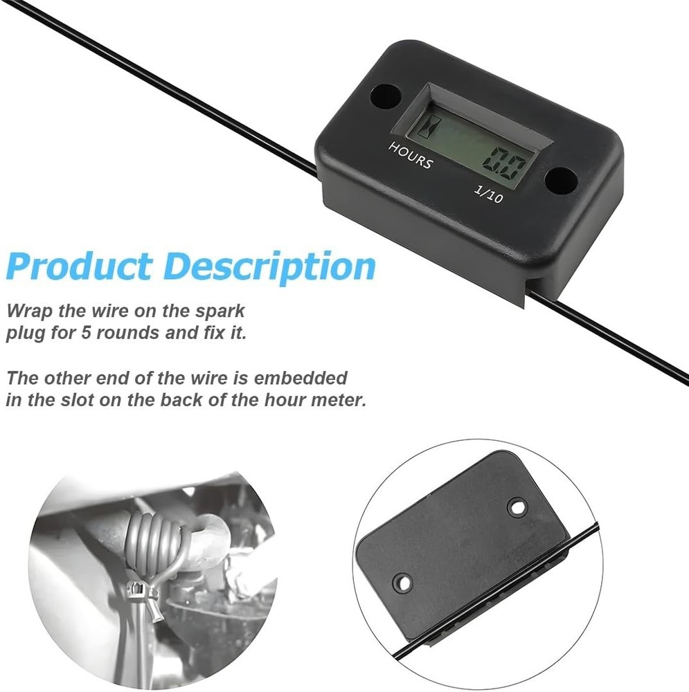 Inductive Hour Meter with Waterproof & Shockproof Design - 9999.9 Hours