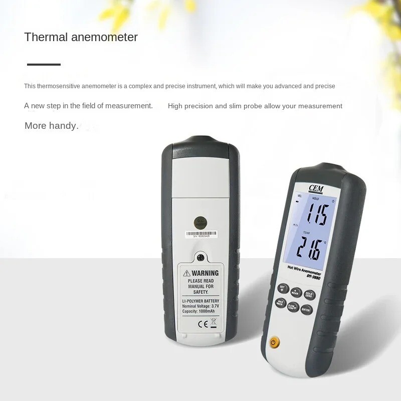 DT-3880 Handheld Thermal Anemometer High-Precision Sensor Wind Speed Meter