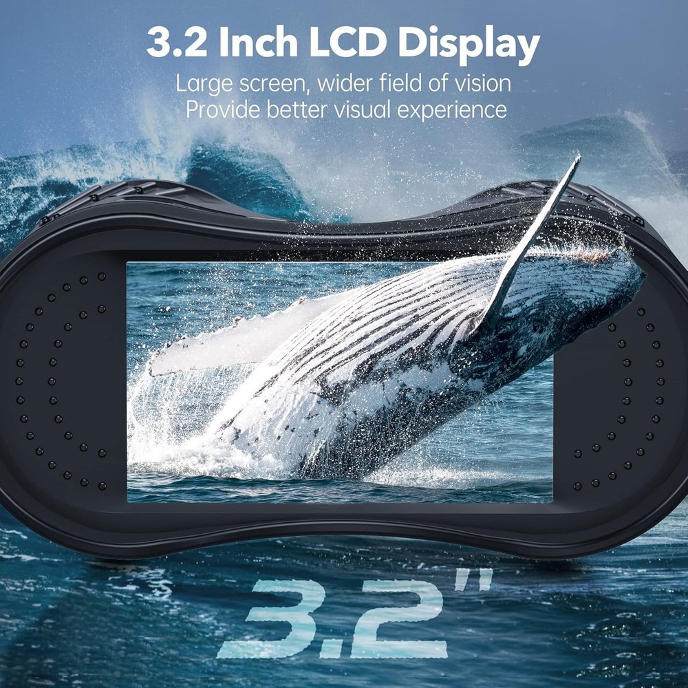 Waterproof Night Vision Goggles - 3.2'' Screen, 8X Zoom