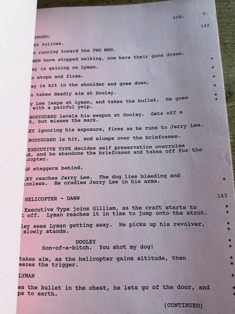 K-9 JIM BELUSHI ORIGINAL SCREENPLAY SCRIPT ORIGINAL production schedule