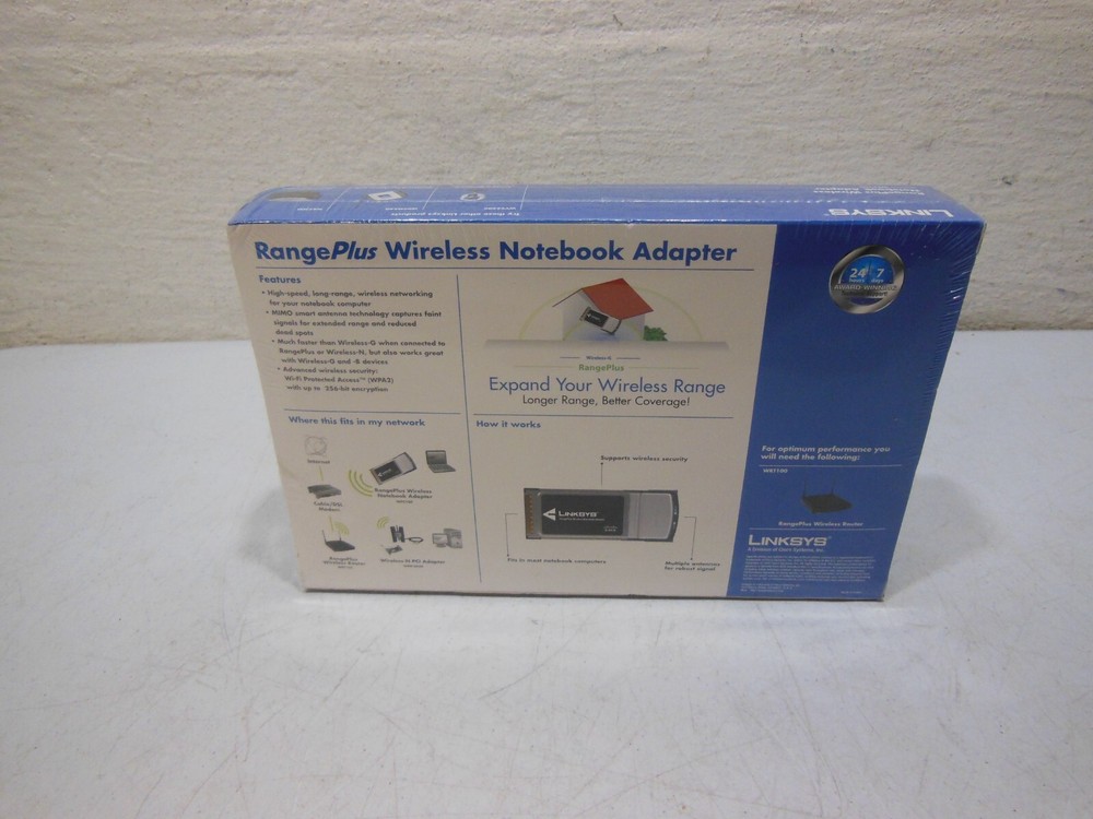 Linksys WPC100 Range Plus Wireless Notebook Adapter - New Sealed