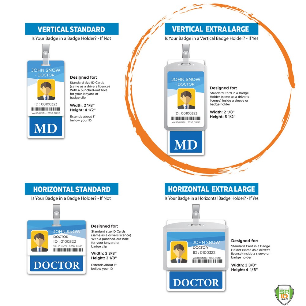 5 Pack - RN Badge Buddy Oversized Vertical ID Backer for Registered Nurses
