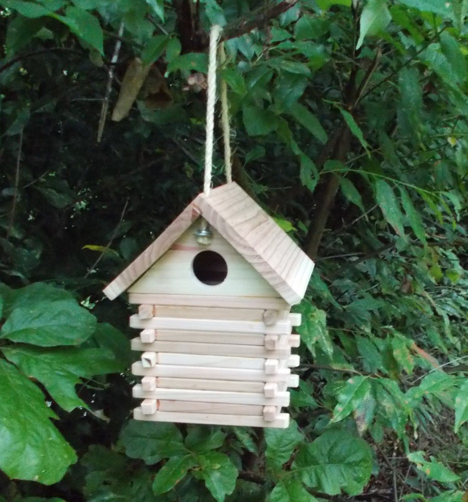 Log Cabin Bird House Handmade