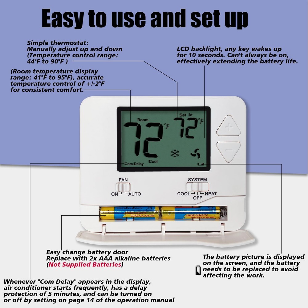 Non Programmable Thermostat Single Stage Home Temperature Control
