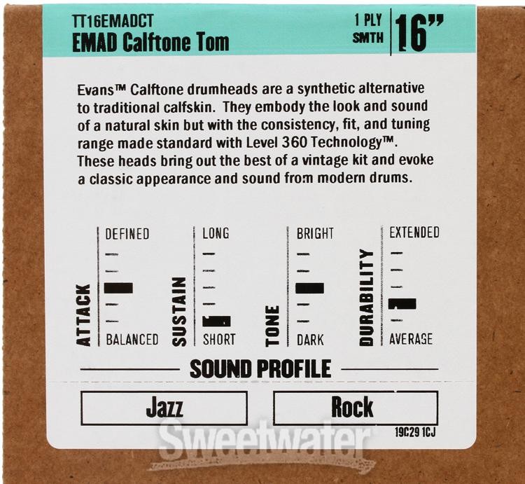 Evans EMAD Calftone Drumhead - 16" - Tom Hoop