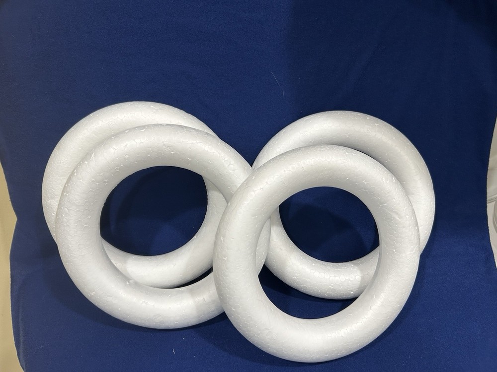 (4) NEW White Styrofoam Wreath Base Craft Ring Durable polystyrene material 7.9"