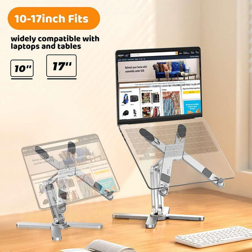 Laptop Stand with 360 Rotating Base, Computer Notebook Riser Silver