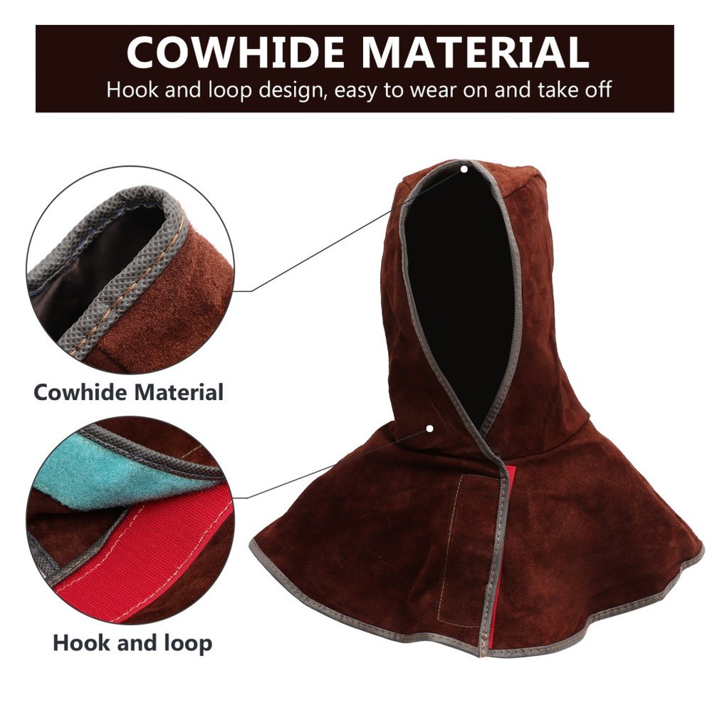 Welding Hood Cowhide Protective Caps With Neck And Shoulder Drape