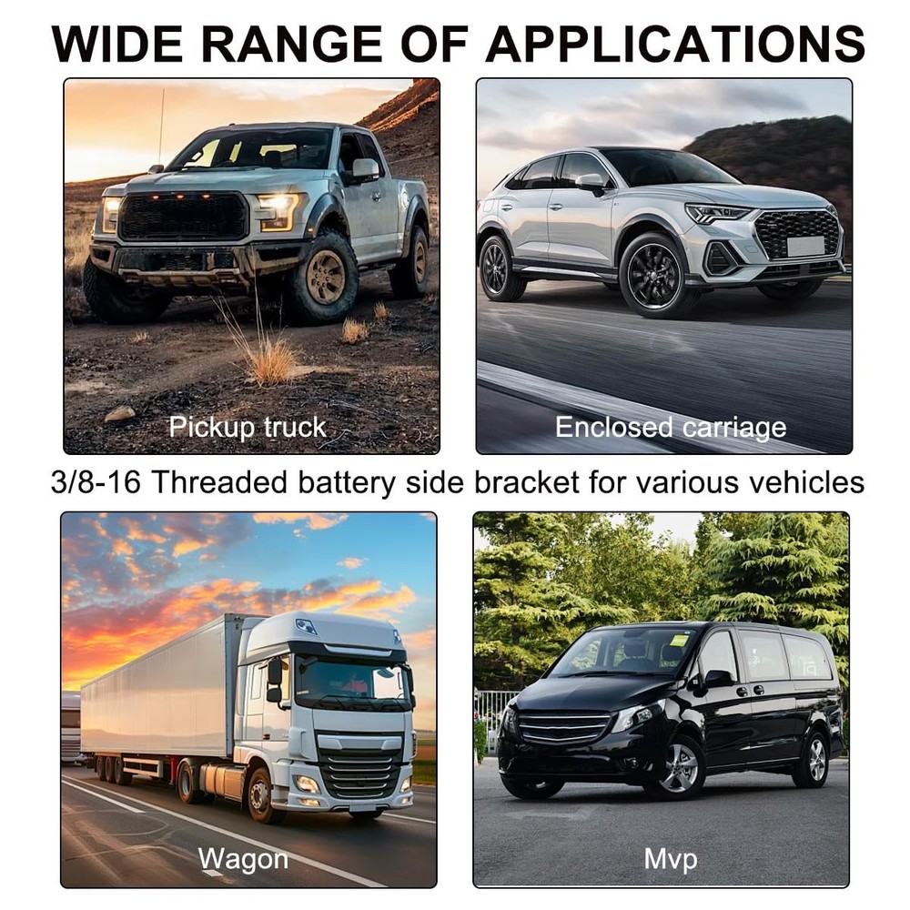 Wevdn 2 PCS Side Post Battery Terminal Bolts, 3/8-16 Stud Thread 2 PCS, Short