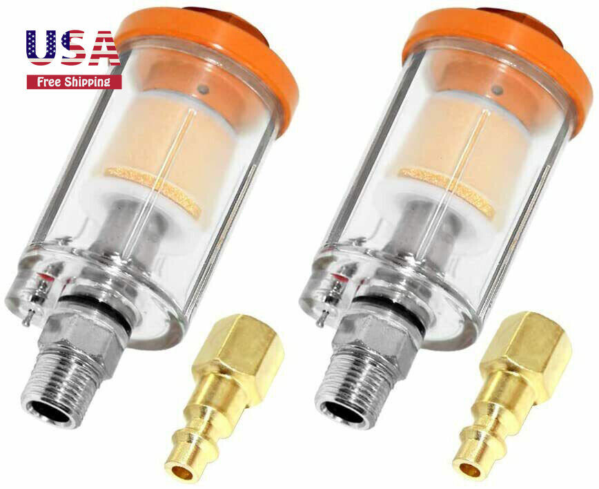 Water Oil Separator Filter Thread Spray Gun Filters Air Compressor 2PCS