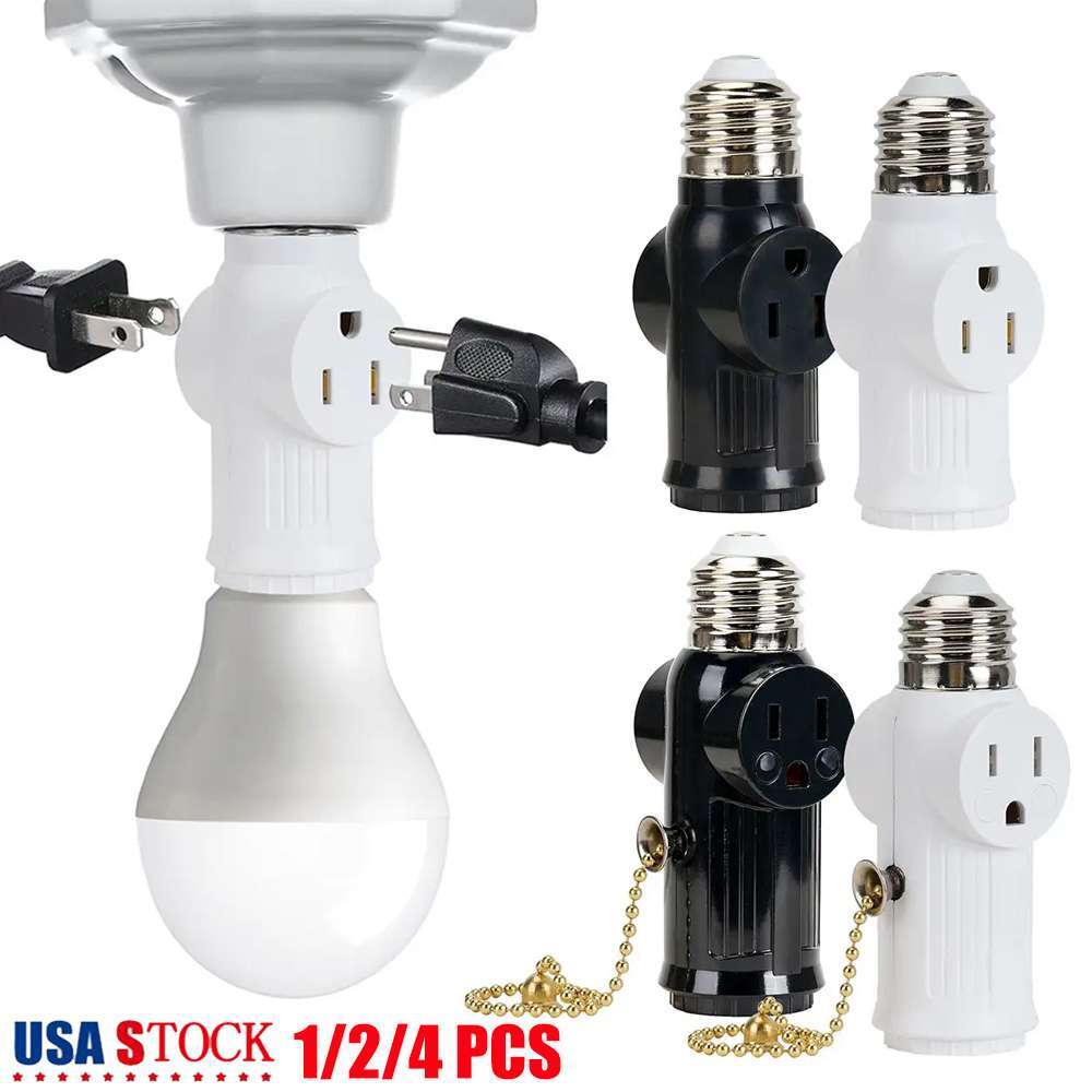 E26/E27 Light Socket to Plug Adapter 2/3 Prong Light Bulb Outlet Socket Adapter