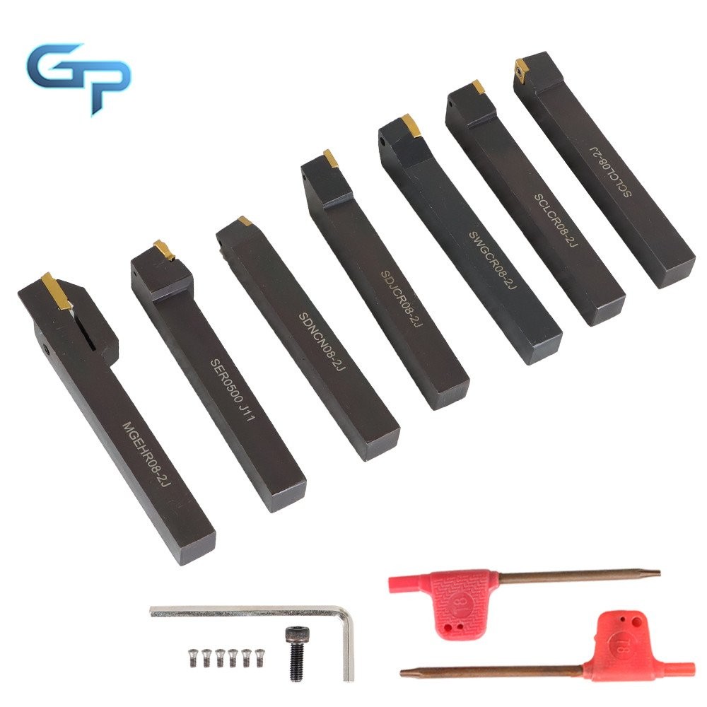 Milling Cutter 1/2" Indexable Carbide Turning Tool Set For Lathe Turnining 7Pack